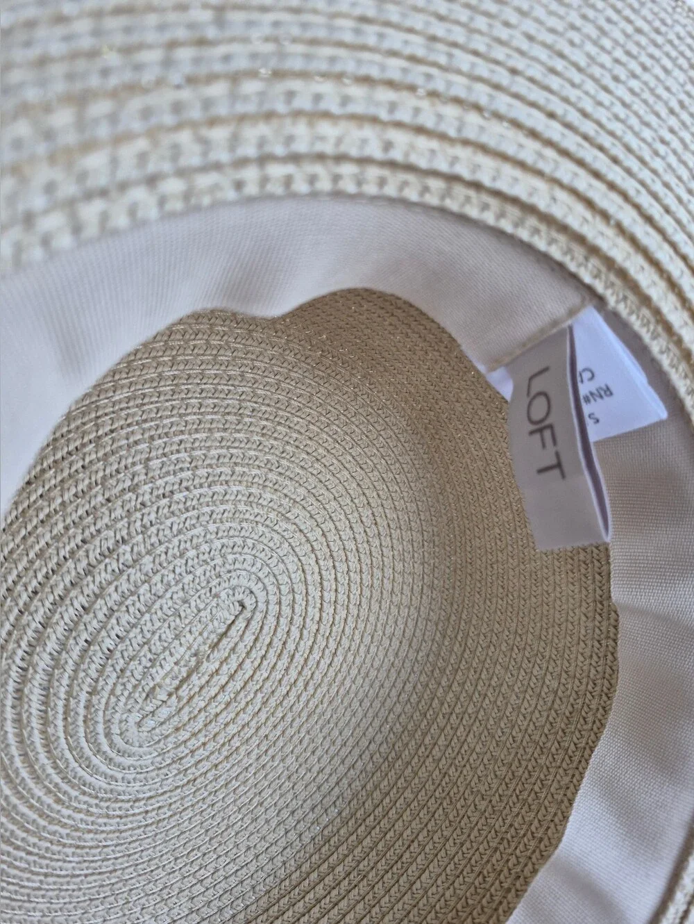 LOFT Natural Straw Boater Hat with Black Band,  Size S